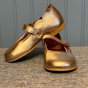 Angelitos Metallic Gold Toddler Mary Janes